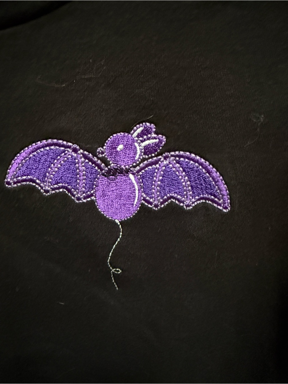 Black Crop Tee with Purple Bat Patch - Picture 2 of 3